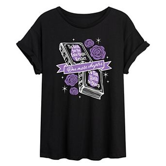 Juniors' One More Chapter Book & Roses Oversized Tee