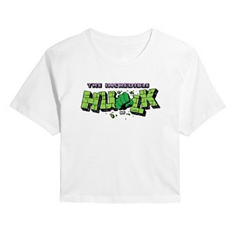 Juniors' Marvel The Incredible Hulk Logo Cropped Tee