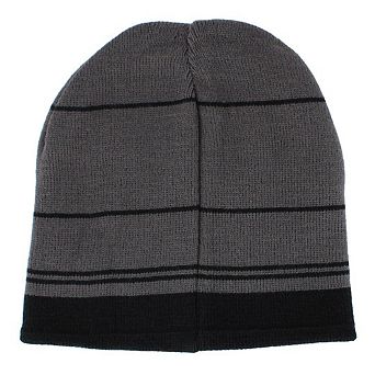 Grand Sierra Men's Reversible Stripe to Solid Winter Beanie Hat