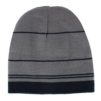 Grand Sierra Men's Reversible Stripe to Solid Winter Beanie Hat