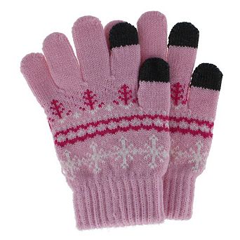 Grand Sierra Girl's One Size Snowflake Pattern Touchscreen Gloves