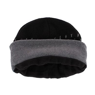 CTM Men's Snowflake Pattern Winter Knit Beanie Hat