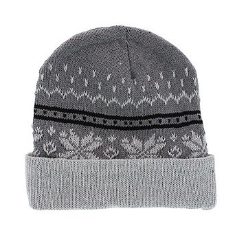 CTM Men's Snowflake Pattern Winter Knit Beanie Hat