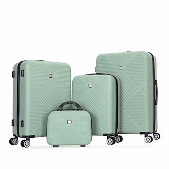 LOVMOR 4 pc ABS lightweight suitcase 14 inch makeup box aircraft wheels OLIVE GREEN