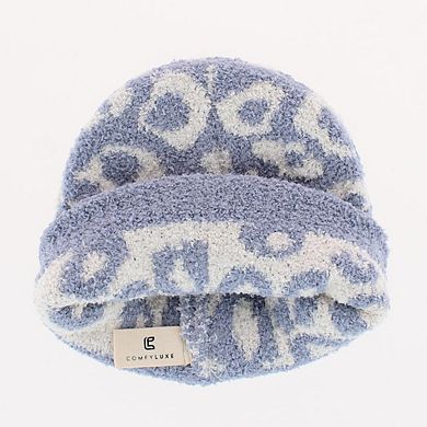 CTM Girl's One Size Fits Most Soft Leopard Knit Winter Beanie Hat