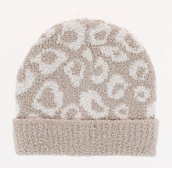 CTM Girl's One Size Fits Most Soft Leopard Knit Winter Beanie Hat