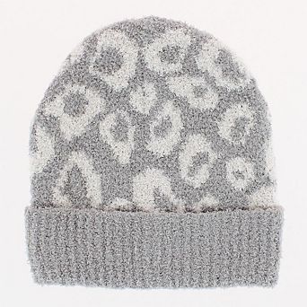 CTM Girl's One Size Fits Most Soft Leopard Knit Winter Beanie Hat