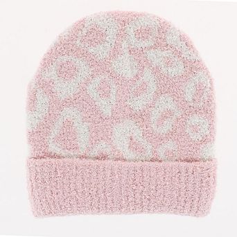 CTM Girl's One Size Fits Most Soft Leopard Knit Winter Beanie Hat