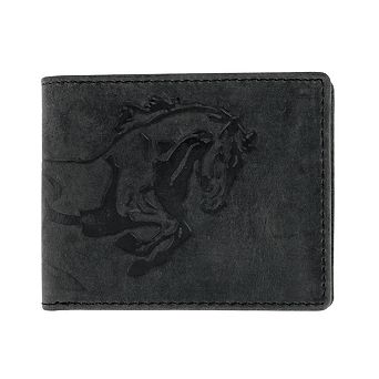 American Bison Men's Leather Horse Embossed Bifold Wallet