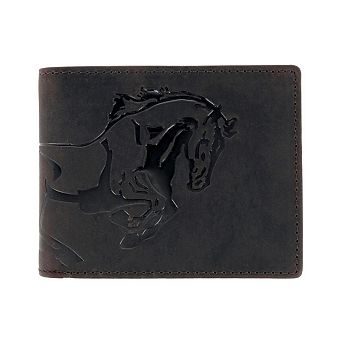 American Bison Men's Leather Horse Embossed Bifold Wallet