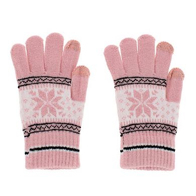 CTM Women's Snowflake Pattern Touchscreen Winter Gloves