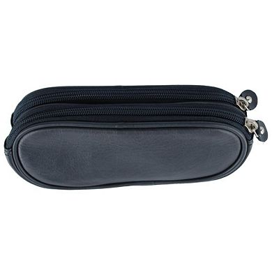 CTM Napa Leather Zip Around Double Eyeglass Case Holder