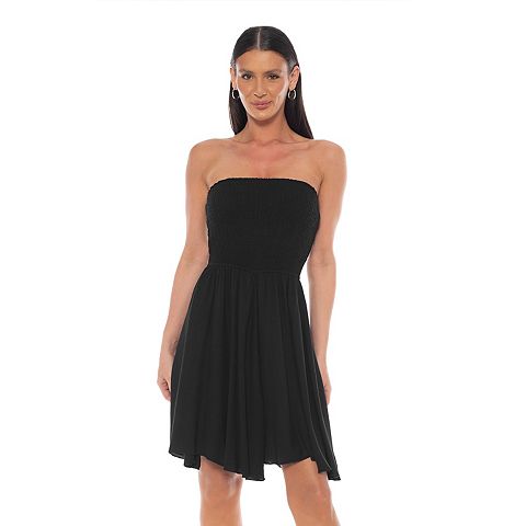 Женские платья bebe Juniors' bebe Smocked Strapless Flowy Dress