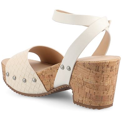 Journee Vanessa Women's Wedge Clog Heels With Ankle Strap