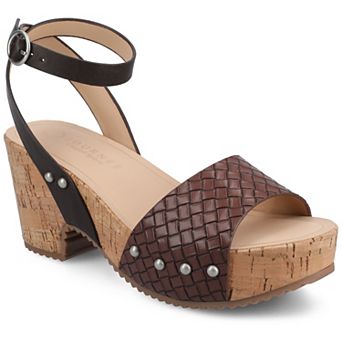 Journee Vanessa Women's Wedge Clog Heels With Ankle Strap