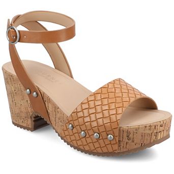 Journee Vanessa Women's Wedge Clog Heels With Ankle Strap