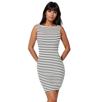 Juniors' bebe Stripe Rib Bodycon Dress