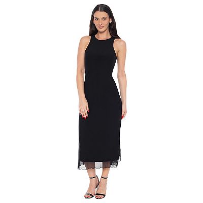 Bebe Women's PowerMesh A-line Maxi Dress - Black
