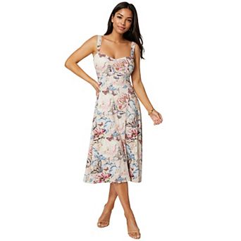 Women's bebe Sweetheart Fit & Flare Midi Dress