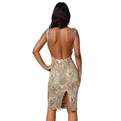 Women's bebe High Neck Open Back Midi Dress