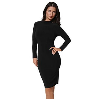 Women's bebe Low Back Long Sleeve Midi Dress