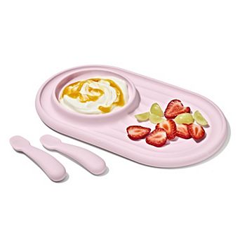 OXO Tot Textured Suction Plate & Spoons 3 pc Set