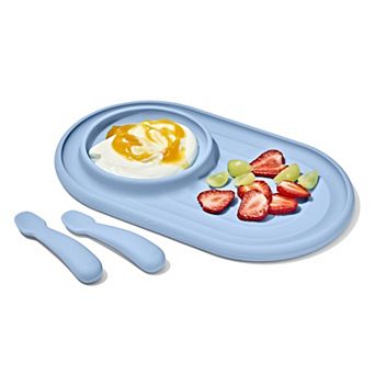 OXO Tot Textured Suction Plate & Spoons 3 pc Set
