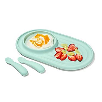 OXO Tot Textured Suction Plate & Spoons 3 pc Set