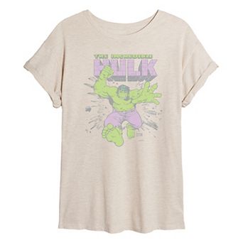 Juniors' Marvel The Incredible Hulk Distressed Oversized Tee