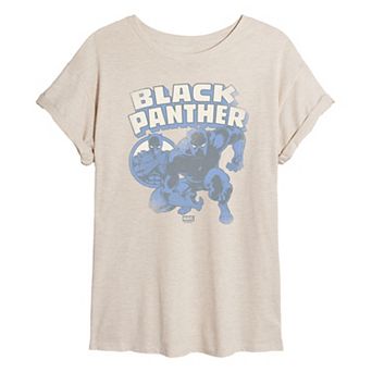 Juniors' Marvel Black Panther Logo Distressed Oversized Tee
