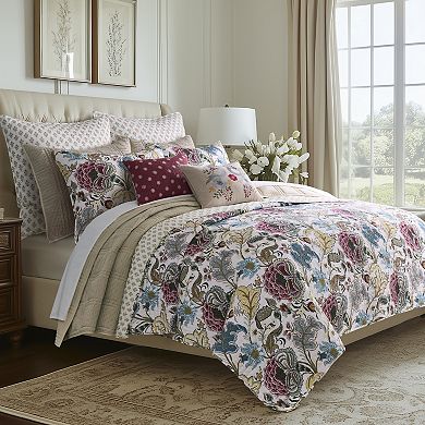 Levtex Home Angelica Off-White Red Paisley Indoor / Outdoor Decorative Pillow