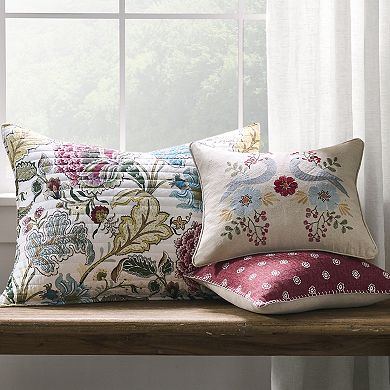 Levtex Home Angelica Off-White Red Paisley Indoor / Outdoor Decorative Pillow
