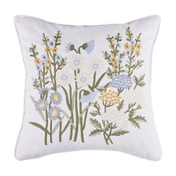 Levtex Home Viviana Blue Flower Embroidered Indoor / Outdoor Decorative Pillow