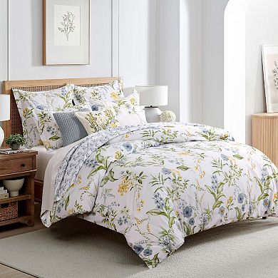 Levtex Home Viviana Blue Flower Embroidered Indoor / Outdoor Decorative Pillow