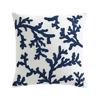 Levtex Home Windowpane Coral Embroidered Decorative Pillow