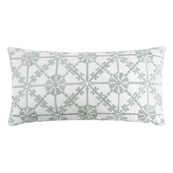 Levtex Home Sarrah Sage Embroidered Floral Indoor / Outdoor Decorative Pillow