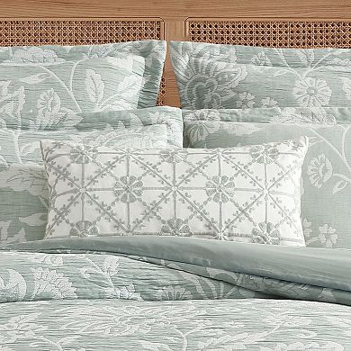 Levtex Home Sarrah Sage Embroidered Floral Indoor / Outdoor Decorative Pillow