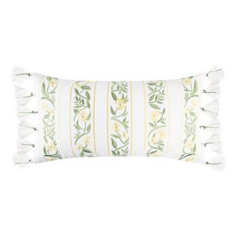 Levtex Home Daffodil Embroidered Floral Tassels Indoor / Outdoor Decorative Pillow