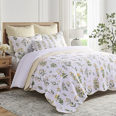 Levtex Home Daffodil Embroidered Floral Tassels Indoor / Outdoor Decorative Pillow