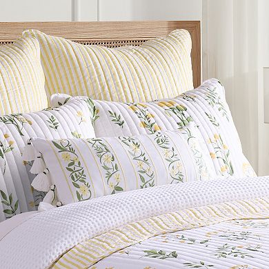 Levtex Home Daffodil Embroidered Floral Tassels Indoor / Outdoor Decorative Pillow