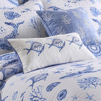 Levtex Home Batik Ocean Fish Indoor / Outdoor Decorative Pillow
