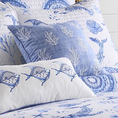 Levtex Home Batik Ocean Coral Embroidered Indoor / Outdoor Decorative Pillow