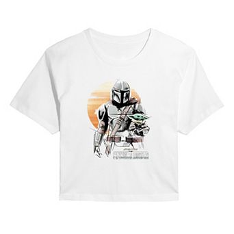 Juniors' Star Wars The Mandalorian Distressed Marker Graphic Tee