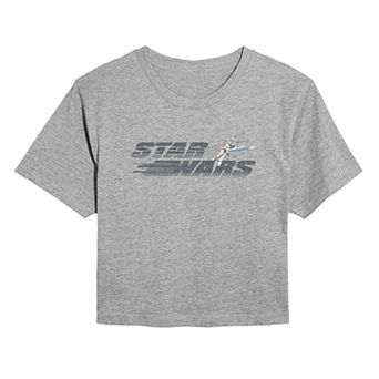 Juniors' Star Wars X-Wing Distressed Cropped Tee