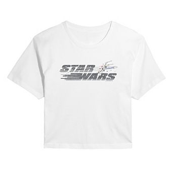 Juniors' Star Wars X-Wing Distressed Cropped Tee