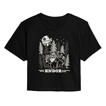 Juniors' Star Wars Forest Moon Endor Cropped Tee