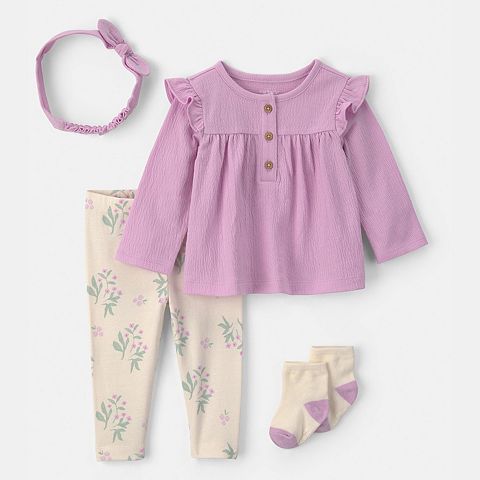Girl Baby Girl Carter's 4 pc Long Sleeve Top, Pants & Headband Set