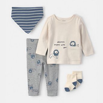 Baby Boy Carter's 4 pc Lion Long Sleeve Top, Pants, Bandana & Socks Set