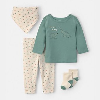 Baby Boy Carter's 4 pc Dinosaur Long Sleeve Top, Pants, Bandana & Socks Set