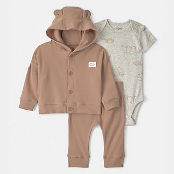 Baby Carter's 3 pc Bear Hoodie, Bodysuit & Pant Set